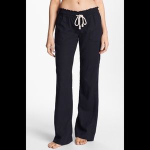 Roxy Oceanside Black Linen Beach Pants Small